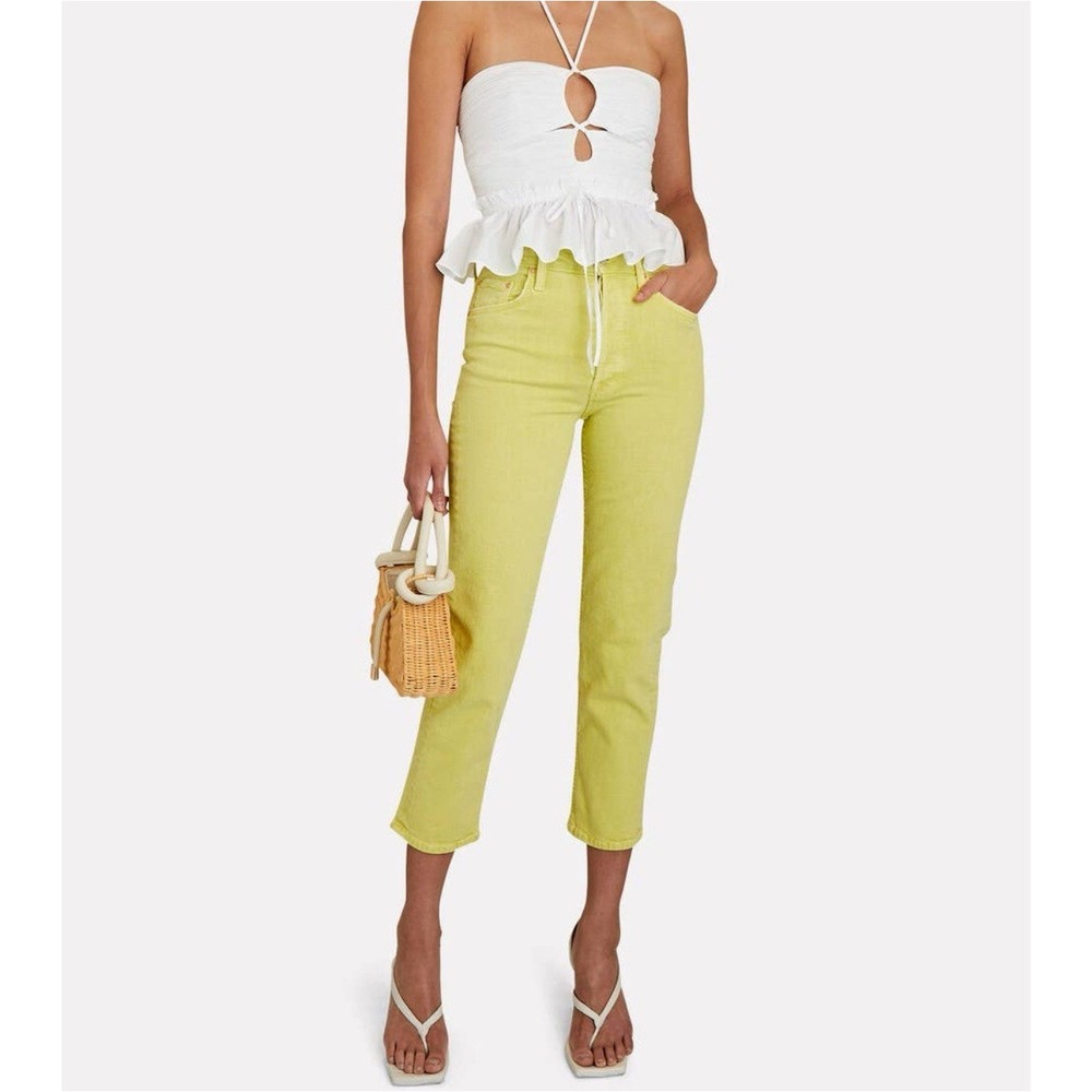 Mother Superior The Tomcat Devil May Care Yellow Straight Crop Jean Size 24